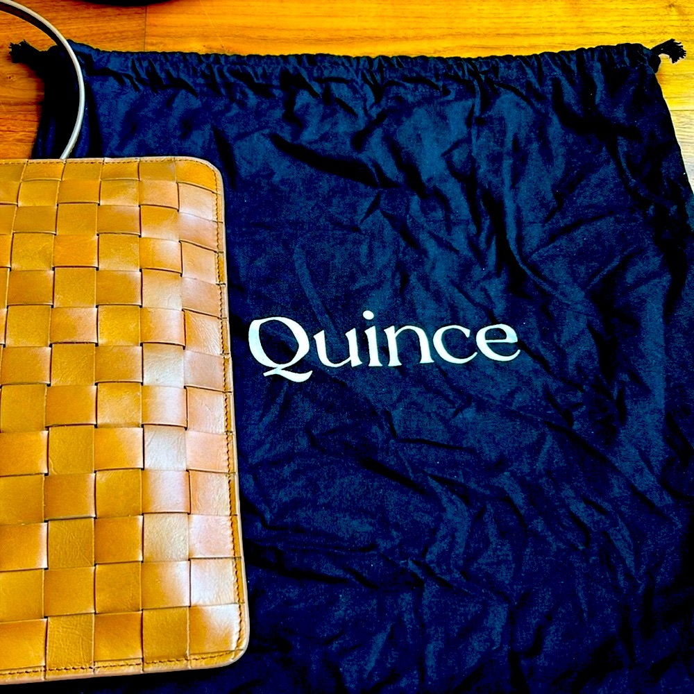 Quince Italian Leather Handwoven Convertible Crossbody Bag in Cognac - Picture 10 of 13